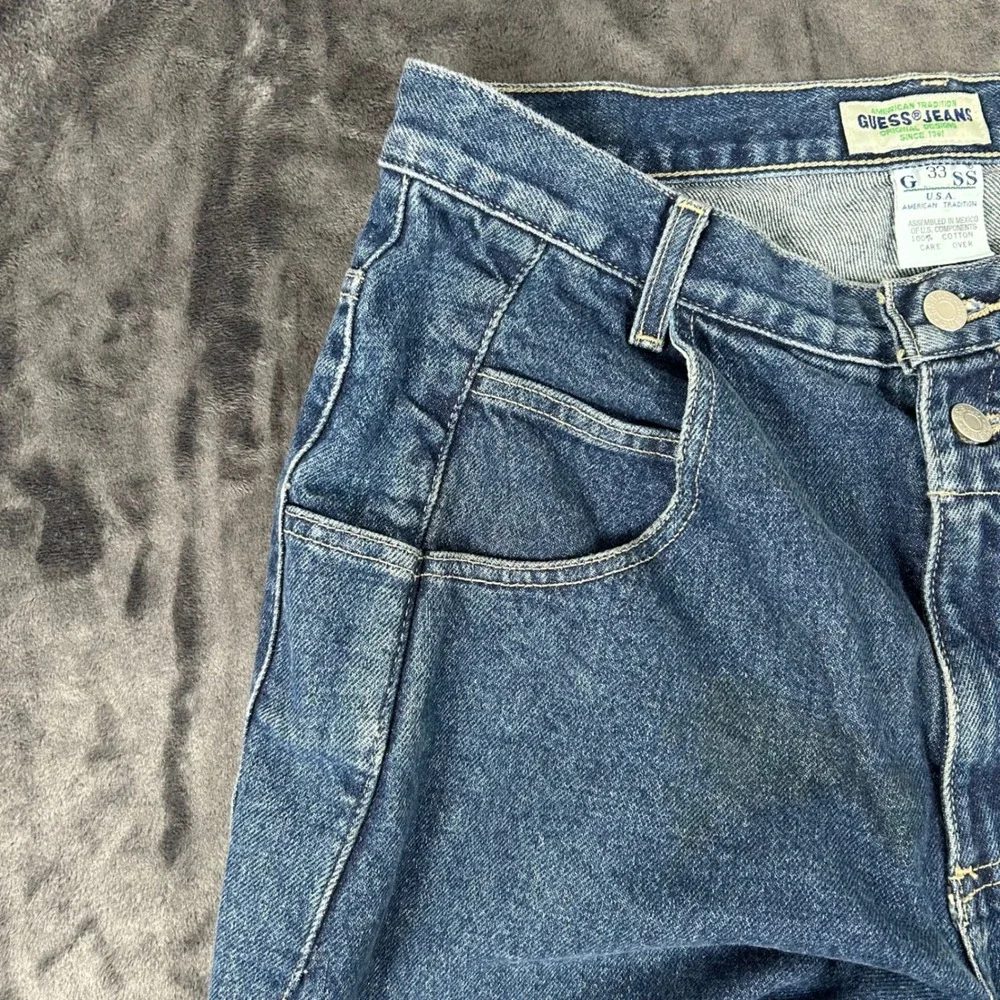 Vintage Guess Jeans Denim Shorts Mens 33 Blue  90s High Rise Double Button